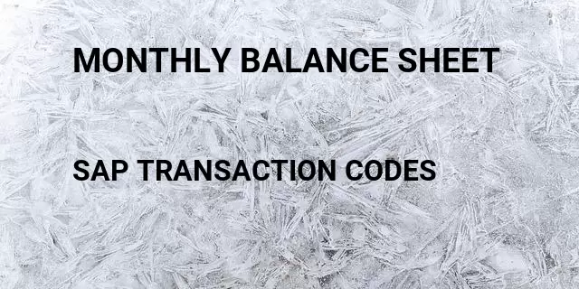 Monthly balance sheet Tcode in SAP