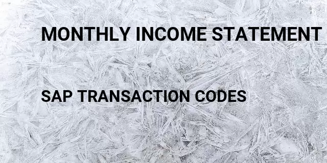Monthly income statement Tcode in SAP