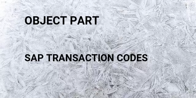 Object part Tcode in SAP