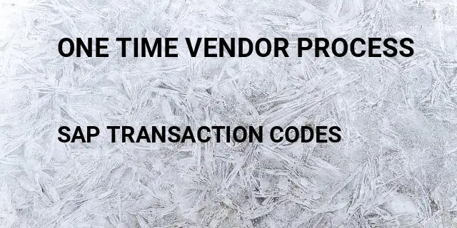 One time vendor process Tcode in SAP