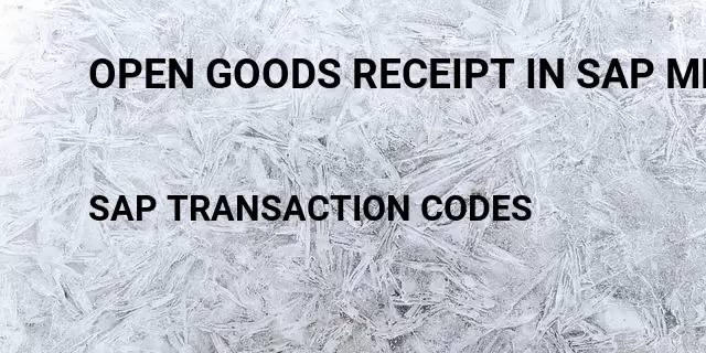 Open goods receipt in sap mm Tcode in SAP