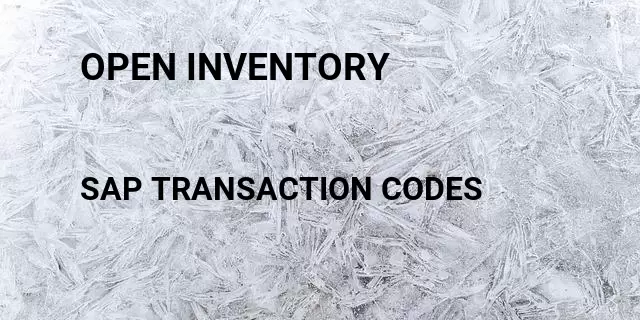 Open inventory Tcode in SAP
