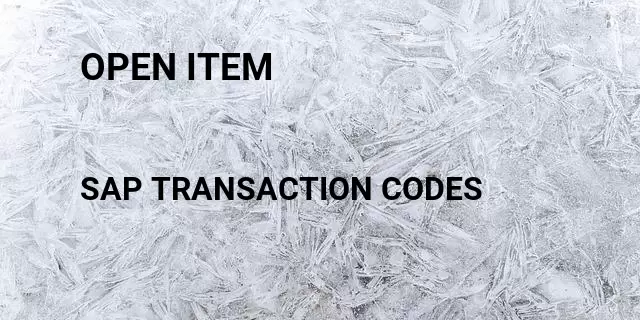 Open item Tcode in SAP