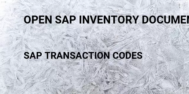 Open sap inventory documents Tcode in SAP