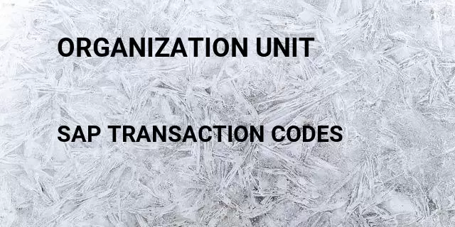 Organization unit Tcode in SAP