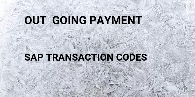 Out  going payment Tcode in SAP