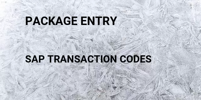 Package entry Tcode in SAP