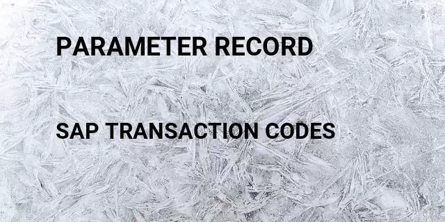 Parameter record Tcode in SAP