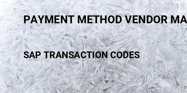Payment method vendor master Tcode in SAP