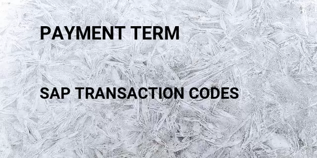 Payment term Tcode in SAP