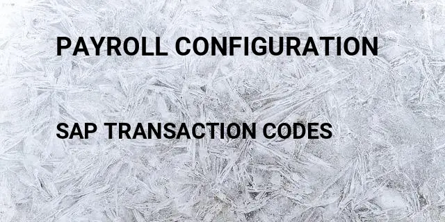 Payroll configuration Tcode in SAP