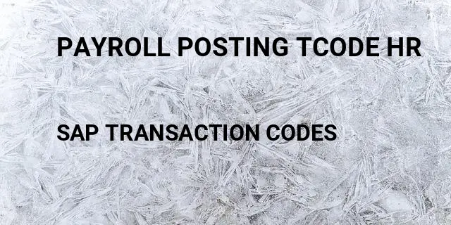 Payroll posting tcode hr Tcode in SAP