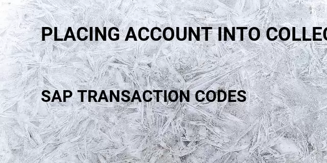 Placing account into collections Tcode in SAP