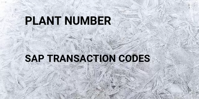 Plant number Tcode in SAP