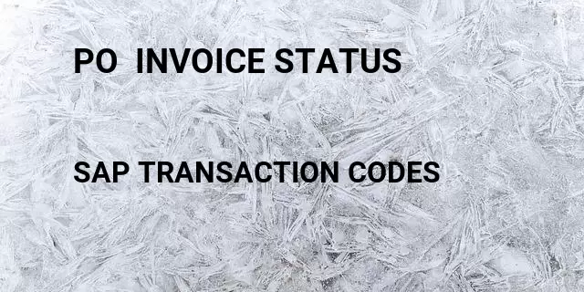 Po  invoice status Tcode in SAP