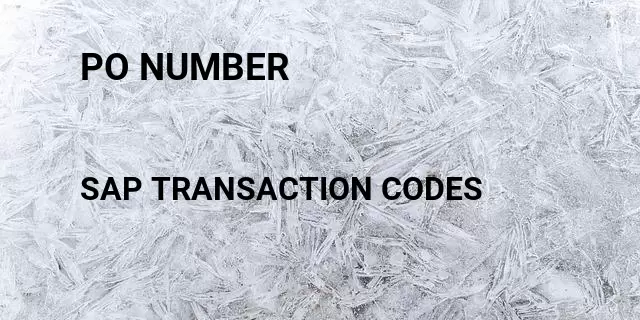 Po number Tcode in SAP