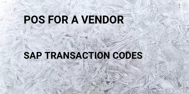 Pos for a vendor Tcode in SAP