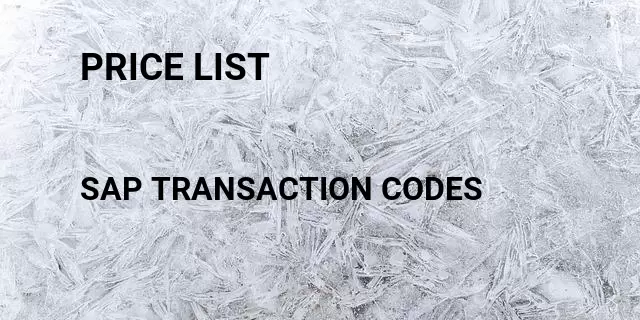 Price list Tcode in SAP