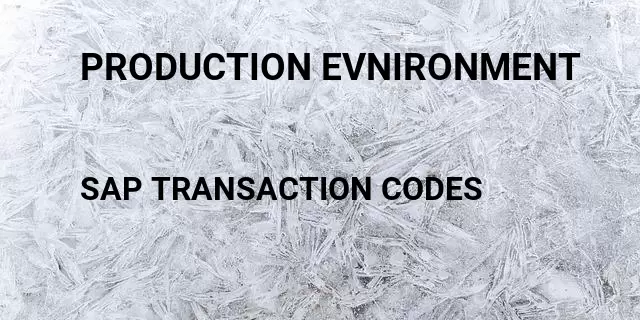 Production evnironment Tcode in SAP