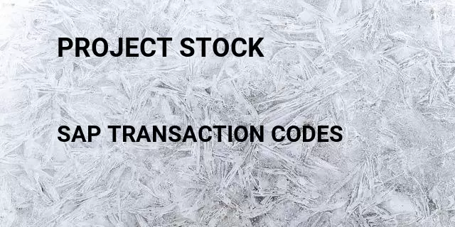 Project stock Tcode in SAP