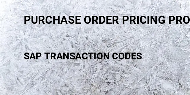 Purchase order pricing procedure Tcode in SAP