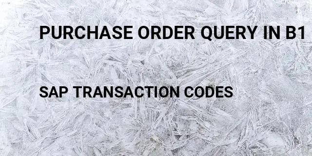 Purchase order query in b1 Tcode in SAP