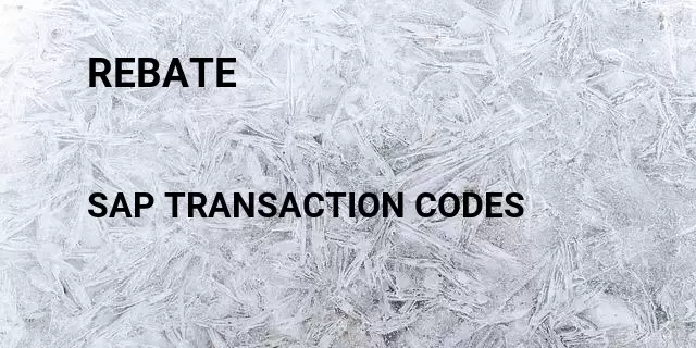 Rebate Tcode in SAP