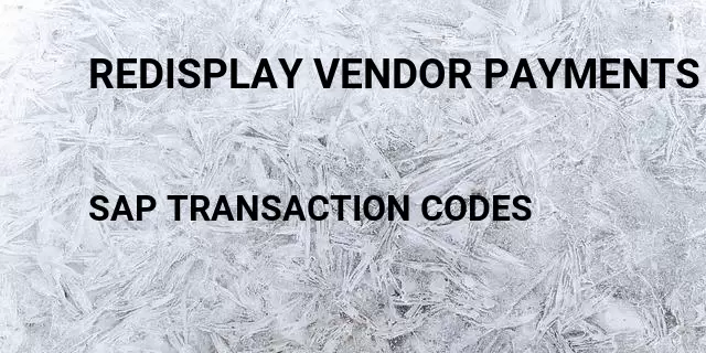 Redisplay vendor payments Tcode in SAP