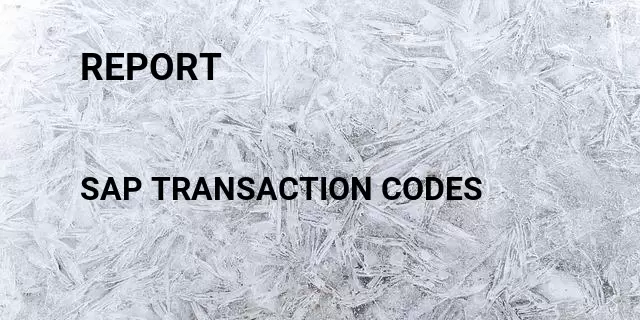 Report Tcode in SAP