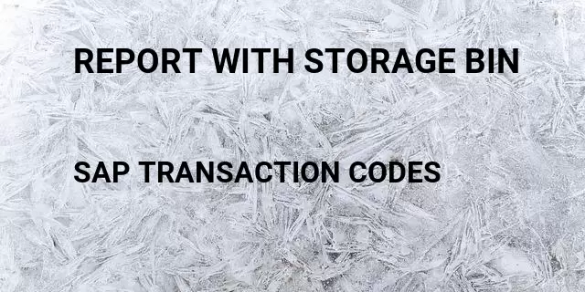 Report with storage bin Tcode in SAP