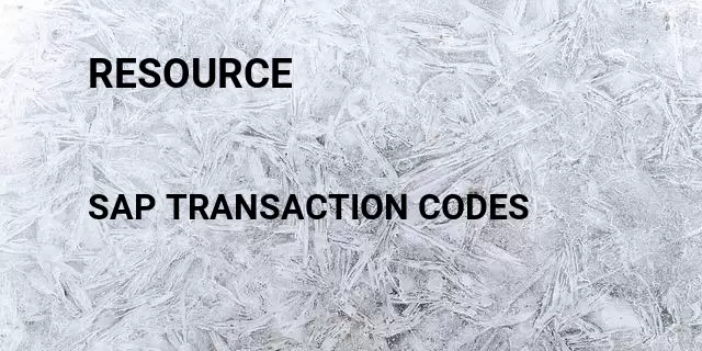 Resource Tcode in SAP