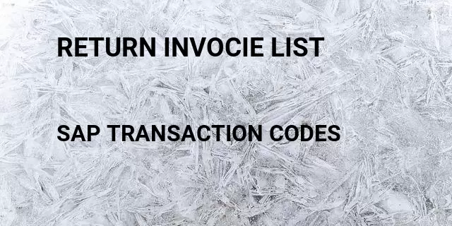 Return invocie list Tcode in SAP