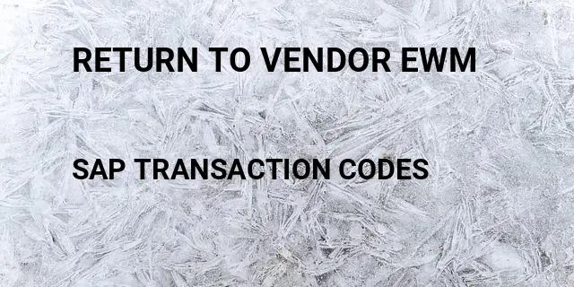 Return to vendor ewm Tcode in SAP