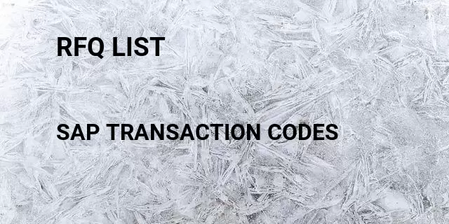 Rfq list Tcode in SAP