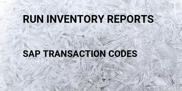 Run inventory reports Tcode in SAP