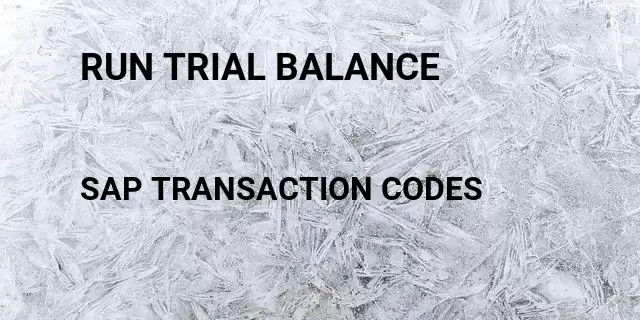 Run trial balance Tcode in SAP