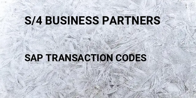 S/4 business partners Tcode in SAP
