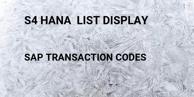 S4 hana  list display Tcode in SAP