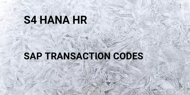 S4 hana hr Tcode in SAP