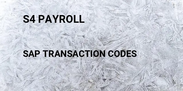 S4 payroll Tcode in SAP