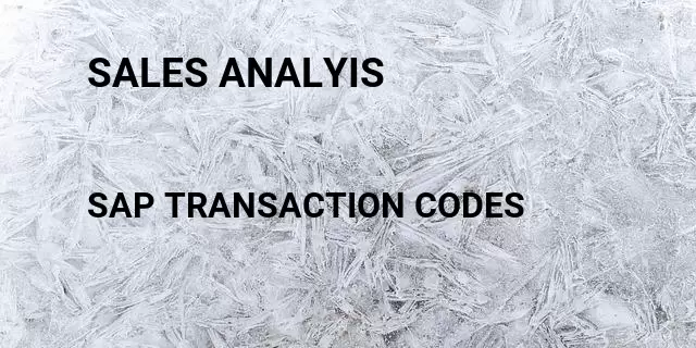 Sales analyis Tcode in SAP