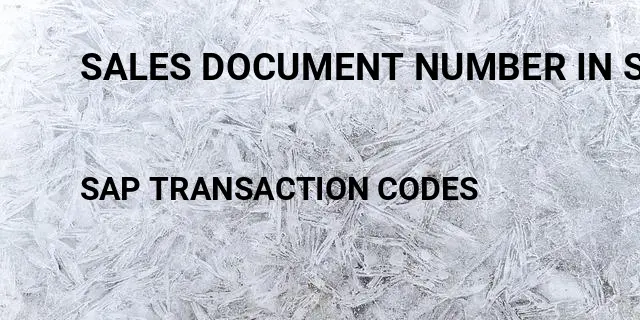 Sales document number in sap Tcode in SAP