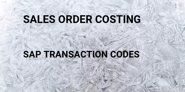 Sales order costing Tcode in SAP