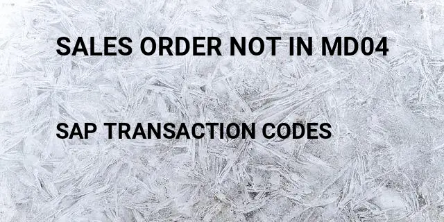 Sales order not in md04 Tcode in SAP