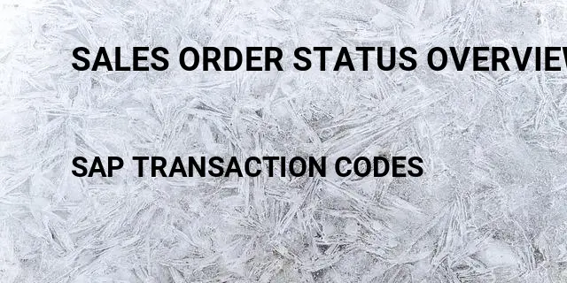 Sales order status overview Tcode in SAP