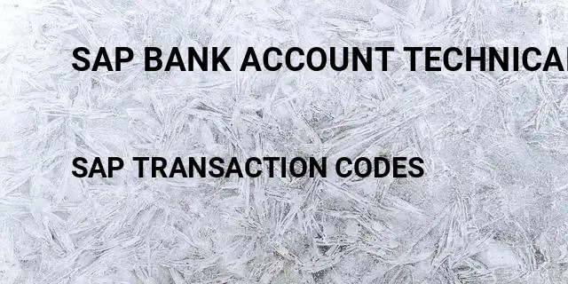 Sap bank account technical id Tcode in SAP