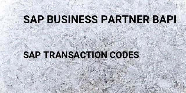 Sap business partner bapi Tcode in SAP