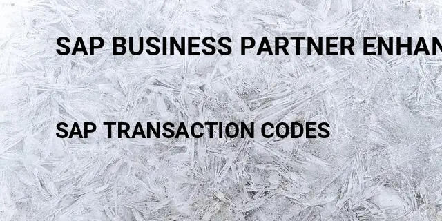 Sap business partner enhancement Tcode in SAP