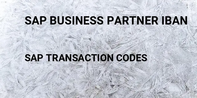 Sap business partner iban Tcode in SAP