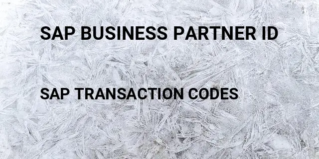 Sap business partner id Tcode in SAP